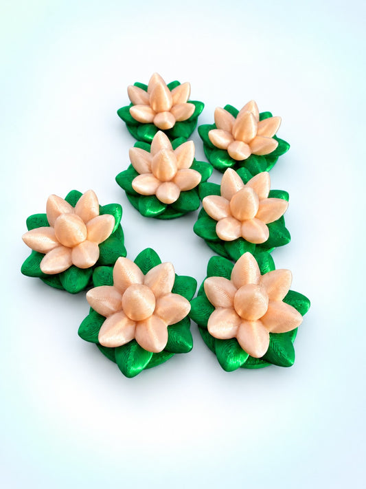 Champagne lotus mahjong trinkets, 3D printed by Spools