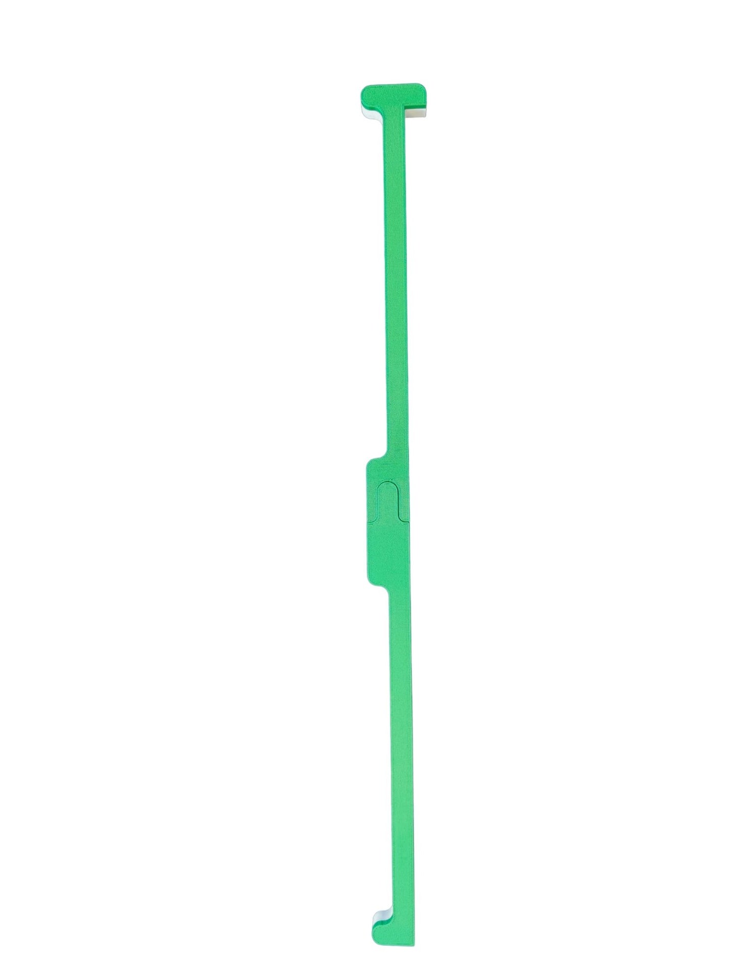 A travel mahjong pusher that is full-size at 20 inches long but splits in two for travel and has built in points for durability