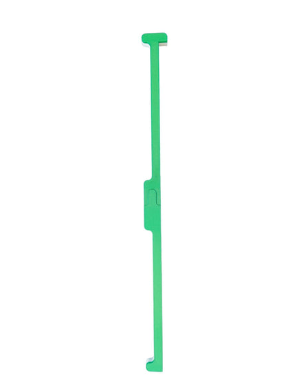 A travel mahjong pusher that is full-size at 20 inches long but splits in two for travel and has built in points for durability