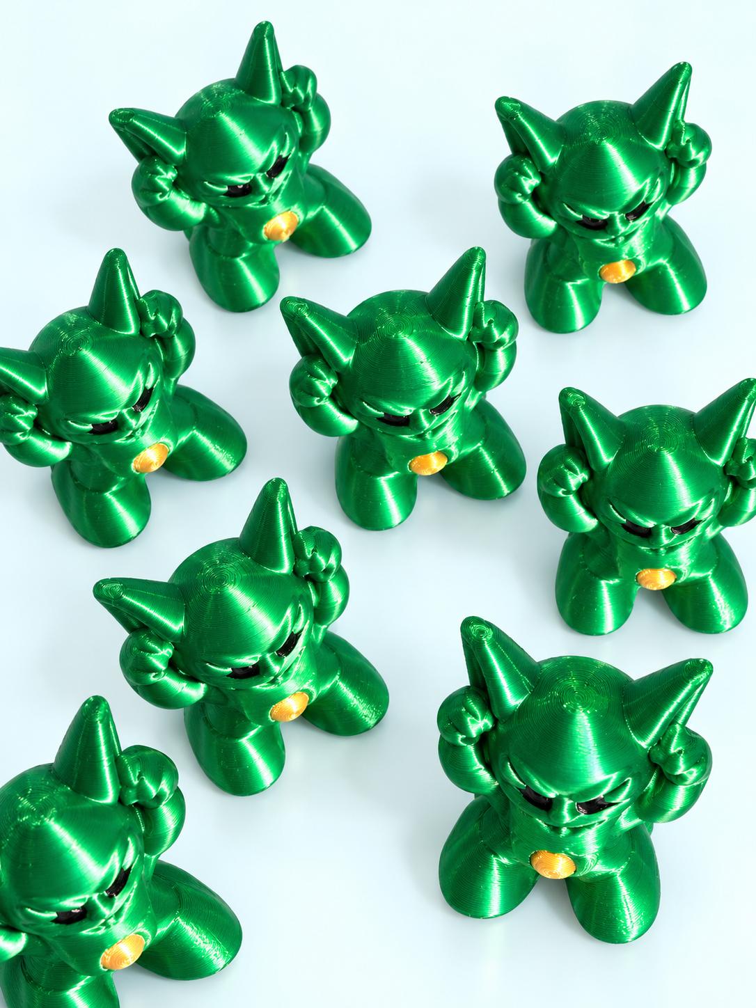 Group of 3D-printed goblin mahjong trinkets from Spools