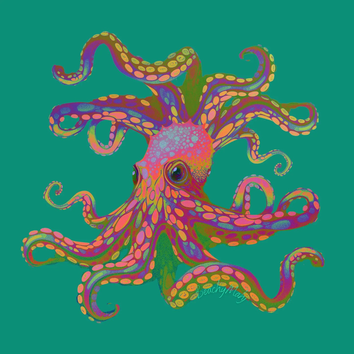 A green octopus mahjong mat