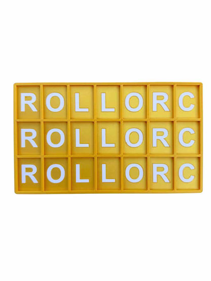 Gold 3D printed practice mahjong board with 'ROLLORC' on a white background