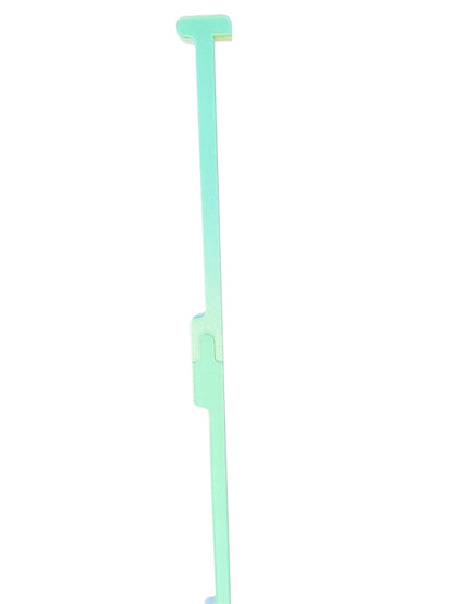 A travel mahjong pusher that is full-size at 20 inches long but splits in two for travel and has built in points for durability