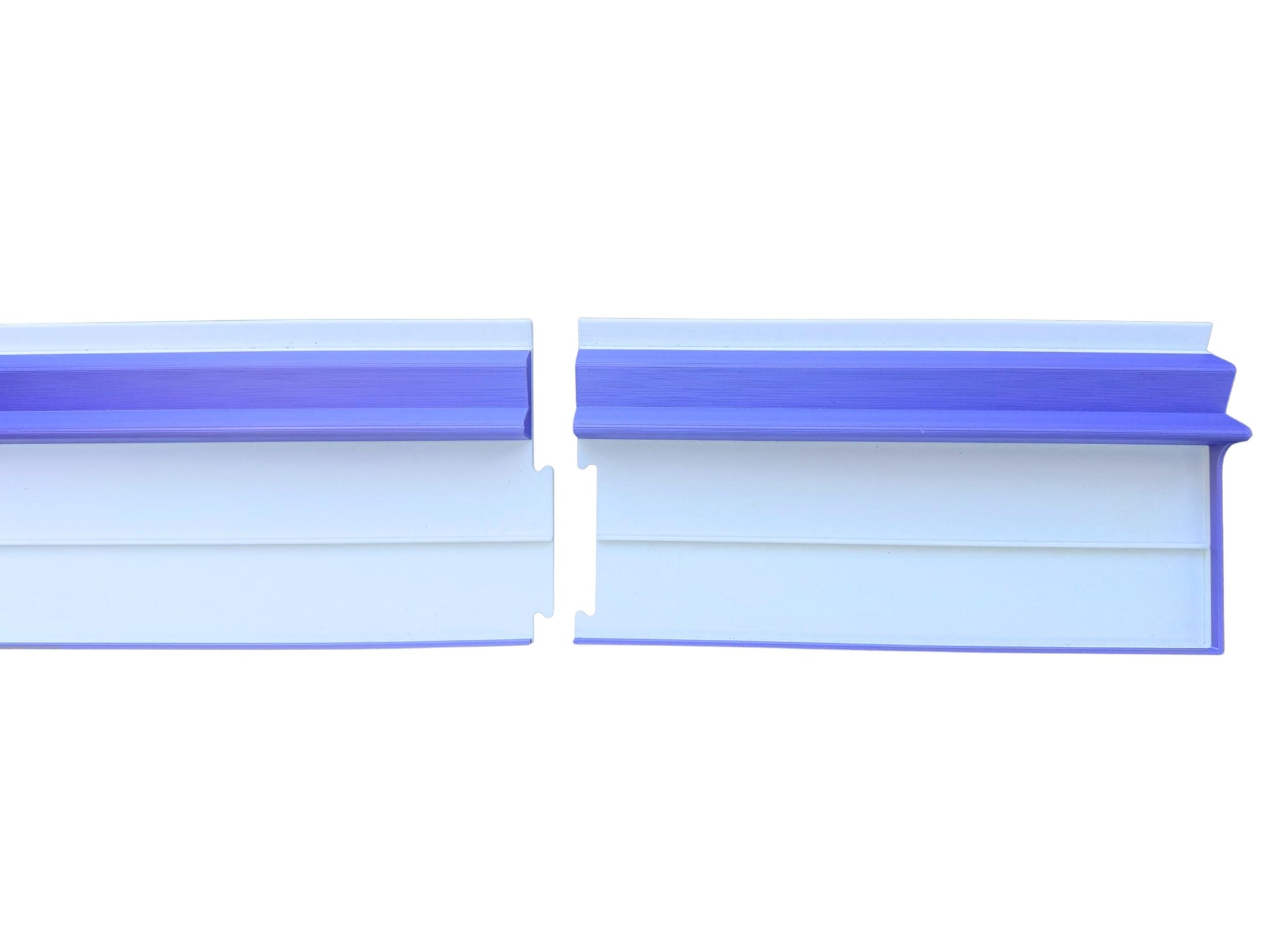 A two player mahjong rack that fits full-size tiles but is very lightweight and splits in two for travel
