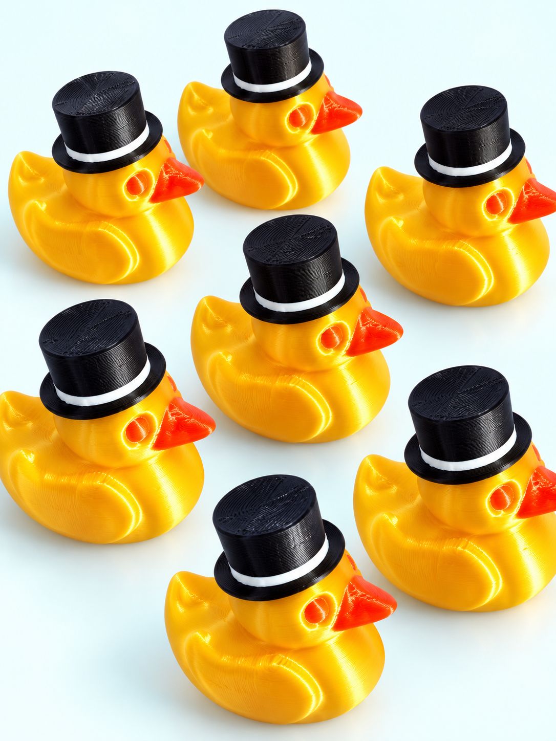 Top hat duck mahjong trinkets, 3D printed by Spools