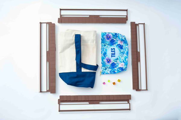 Travel Mahjong Tiles - Cabin, travel bundle with racks, pushers, and tote